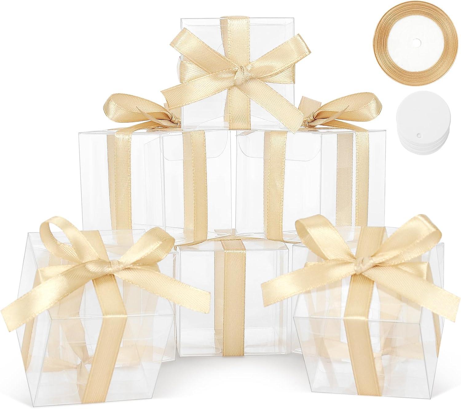 60 Pcs Clear Favor Boxes, Mini Transparent Cube Macaron Boxes Candy Boxes for Wedding Favors Baby Shower - Lasercutwraps Shop
