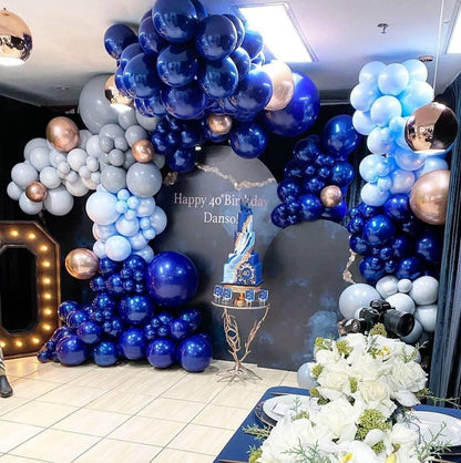 170PCS Blue Balloons Garland Arch Kit Dark Blue Maca Blue Balloons Garlands Silver Balloon For Jungle Safari Theme Birthday - Lasercutwraps Shop