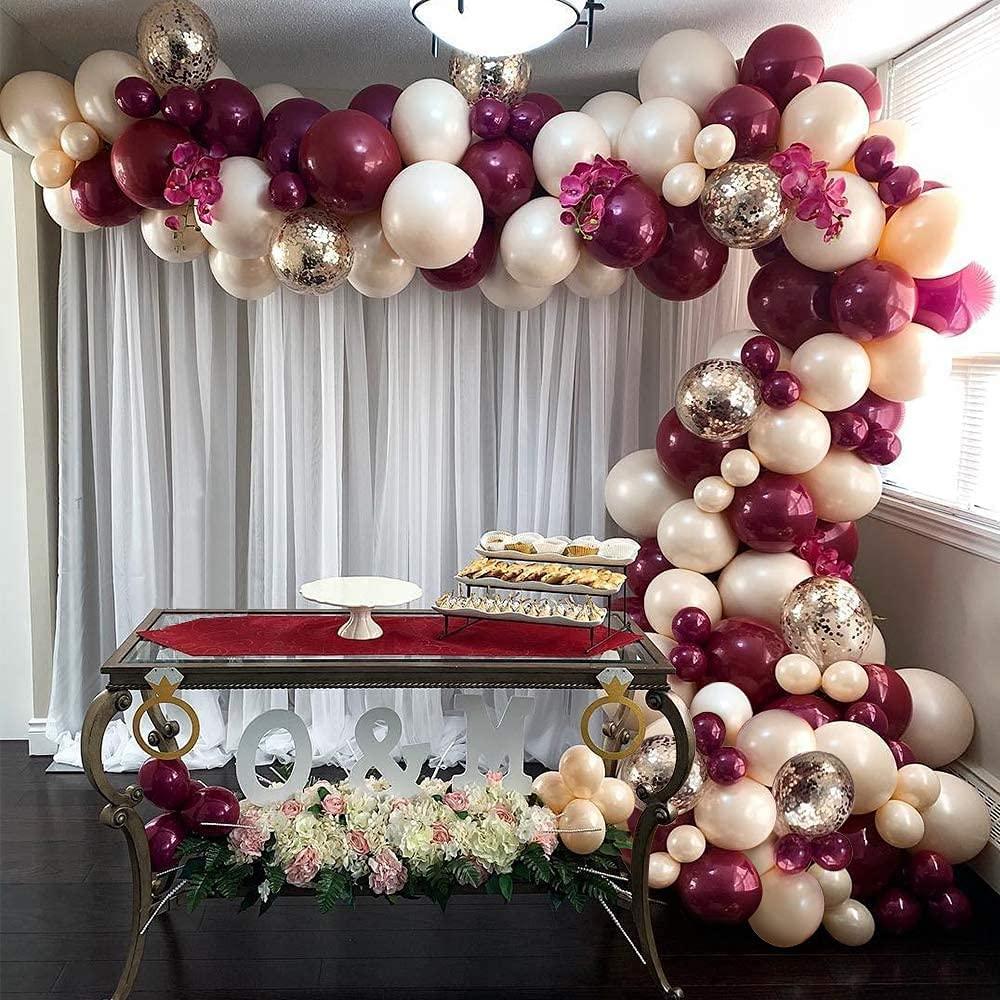 Burgundy Valentine's Day Balloon Garland Kit, 117pcs 5/10inch Burgundy Balloons Blush Balloons - Lasercutwraps Shop