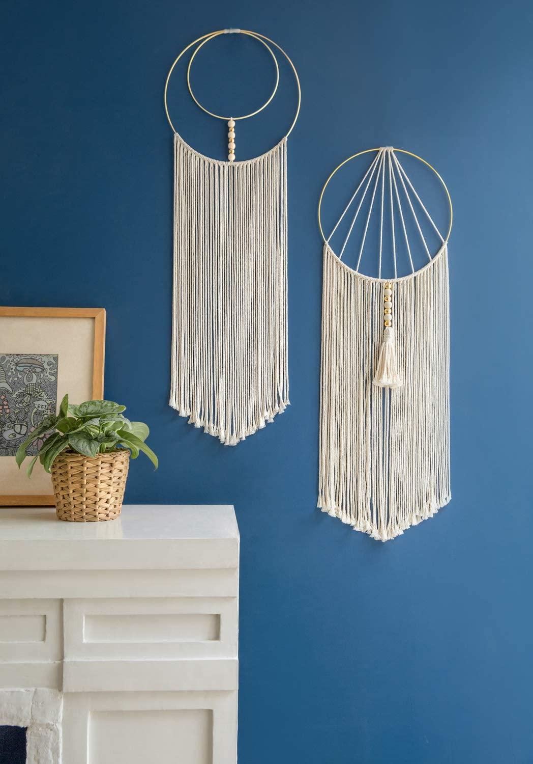 2 Pcs Macrame Wall Hanging Woven Wall Decor Art Boho Chic Bohemian Home Decorations - Lasercutwraps Shop