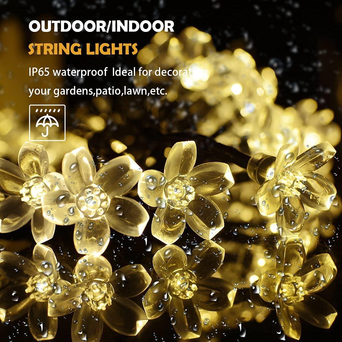 Solar Flower String Lights Outdoor Waterproof 50 LED Fairy Light Christmas Wedding Decorations - Lasercutwraps Shop