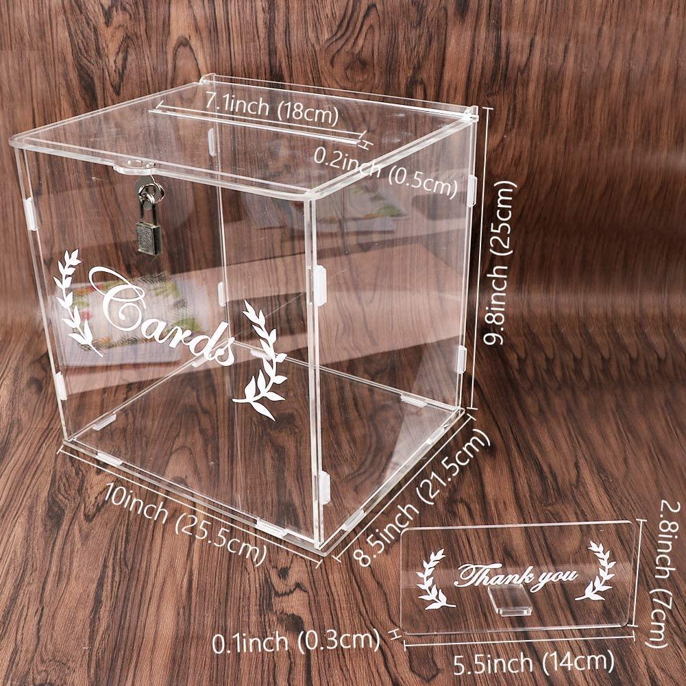 Acrylic Wedding Card Box with Lock, Clear Card Box for Wedding Reception, Wedding Money Box Gift Card Box - Lasercutwraps Shop