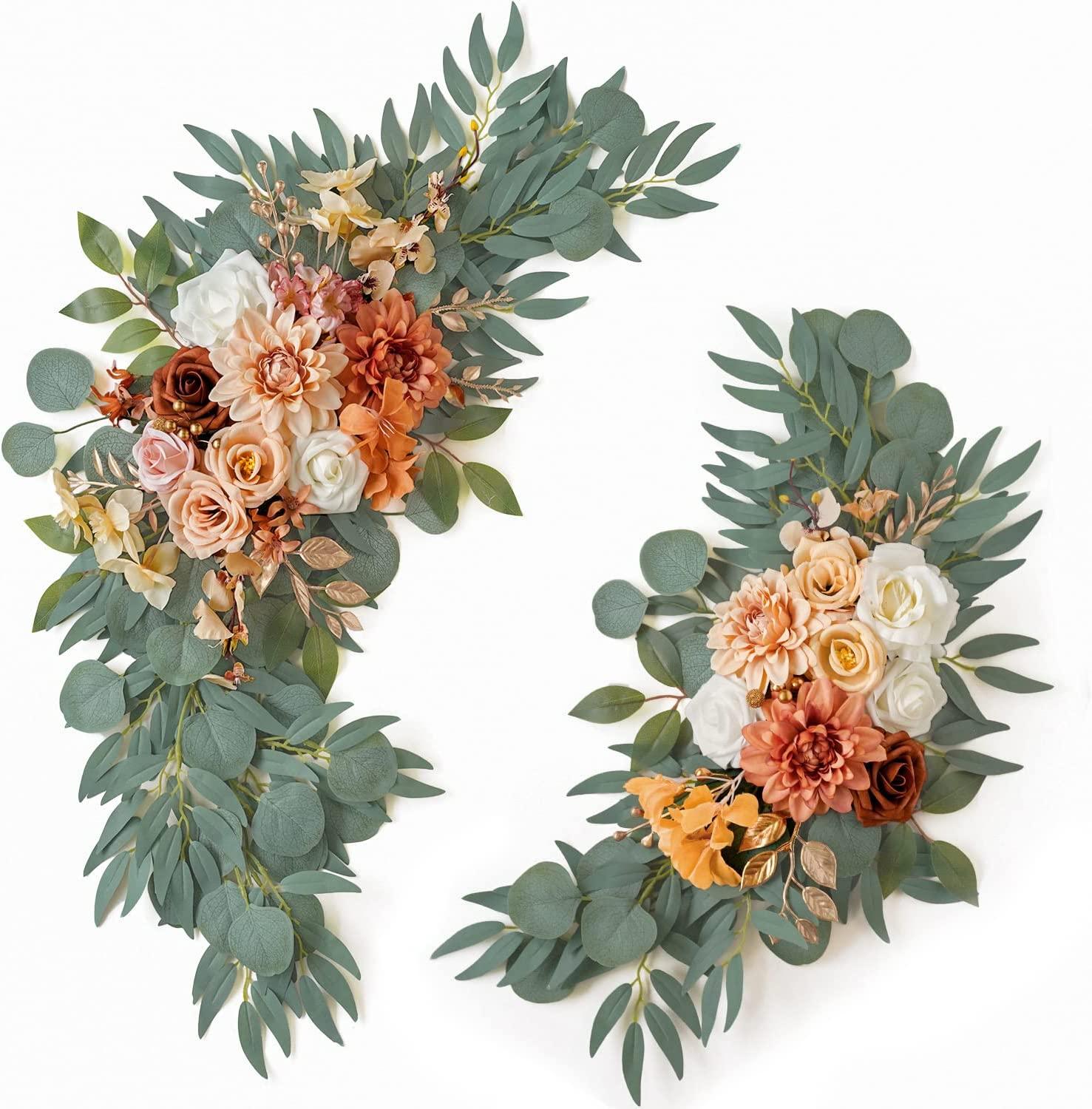 2 Packs Wedding Arch, Artificial Dusty Rose Wedding Flowers for Wedding Welcome Signs Decorations - Lasercutwraps Shop