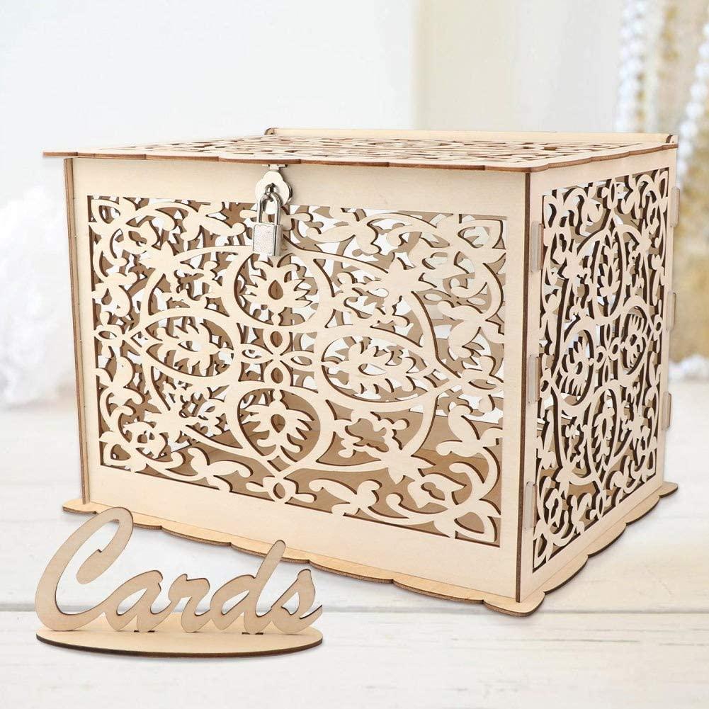 DIY Wedding Card Box with Lock Rustic Wood Card Box Gift Card Holder Card Box Perfect for Weddings - Lasercutwraps Shop