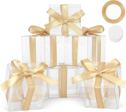 60 Pcs Clear Favor Boxes, Mini Transparent Cube Macaron Boxes Candy Boxes for Wedding Favors Baby Shower - Lasercutwraps Shop