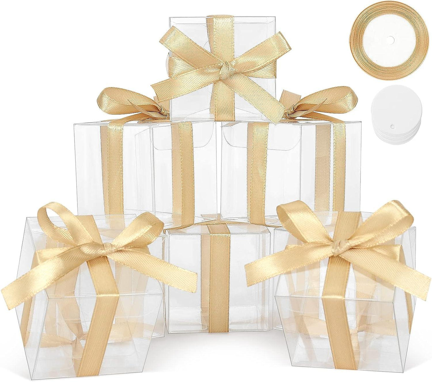 60 Pcs Clear Favor Boxes, Mini Transparent Cube Macaron Boxes Candy Boxes for Wedding Favors Baby Shower - Lasercutwraps Shop