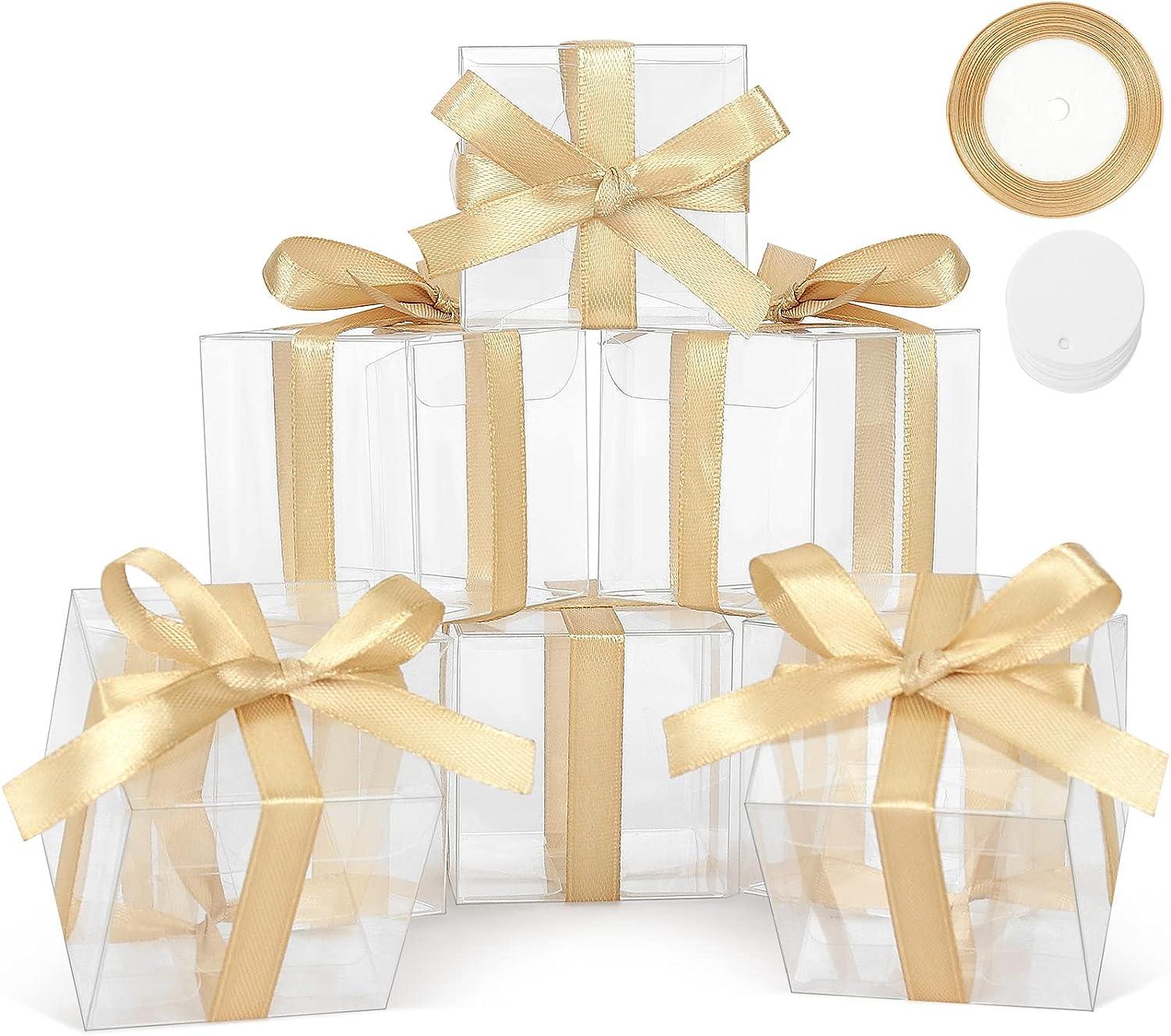 60 Pcs Clear Favor Boxes, Mini Transparent Cube Macaron Boxes Candy Boxes for Wedding Favors Baby Shower - Lasercutwraps Shop