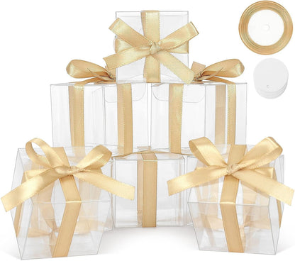 60 Pcs Clear Favor Boxes, Mini Transparent Cube Macaron Boxes Candy Boxes for Wedding Favors Baby Shower - Lasercutwraps Shop