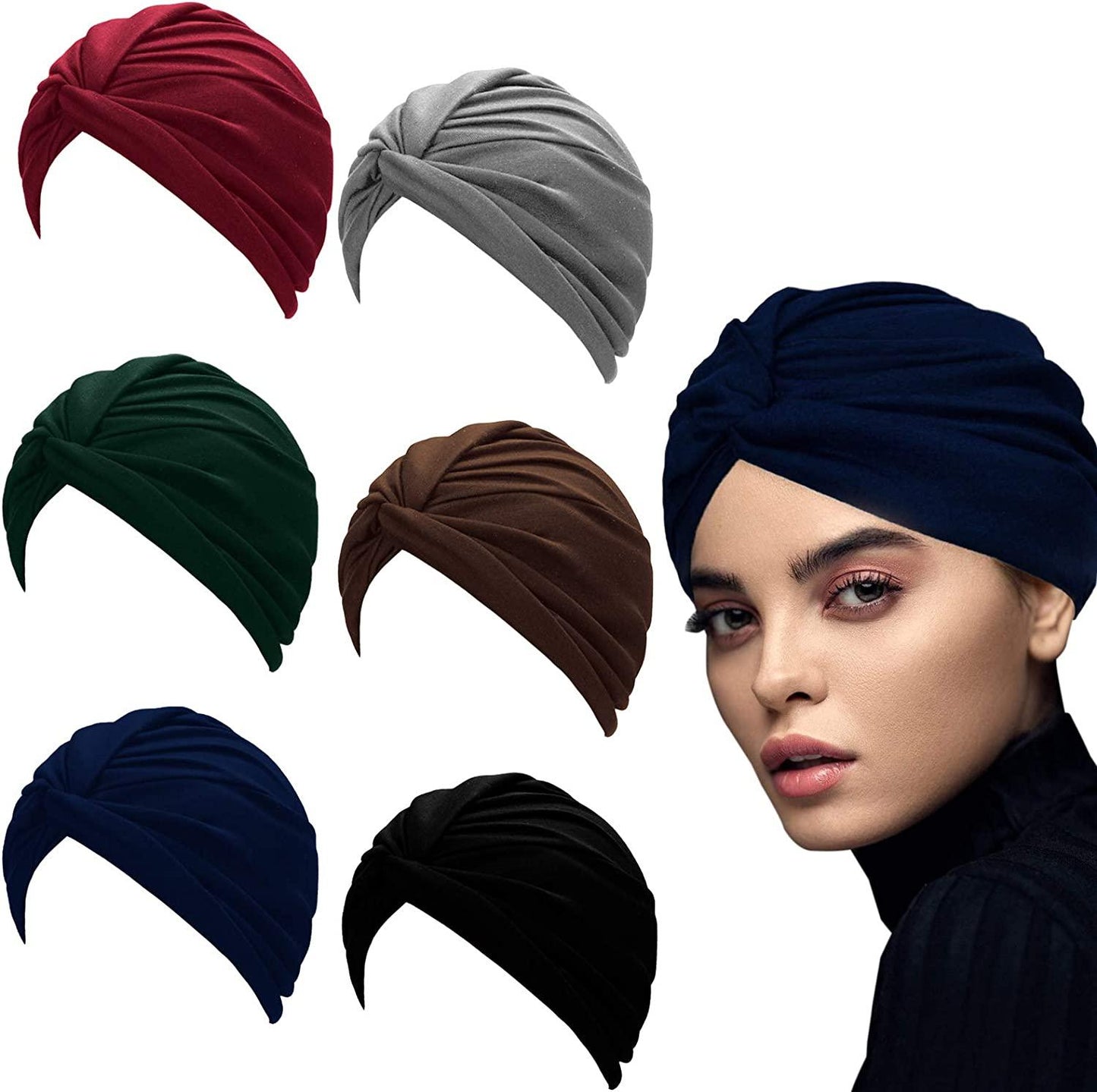 6 Pcs Pre Tied Knot Head Wraps for Women Turban African Headwrap - Lasercutwraps Shop