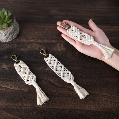 3 Pcs Mini Macrame Keychains Boho Macrame Bag Charms with Tassels - Lasercutwraps Shop