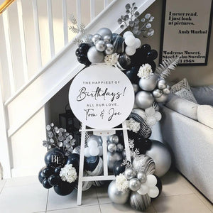 Black And Silver Balloons Garland Arch Kit Black Agate Marble Balloons Decorations For Parties Birthday - Lasercutwraps Shop