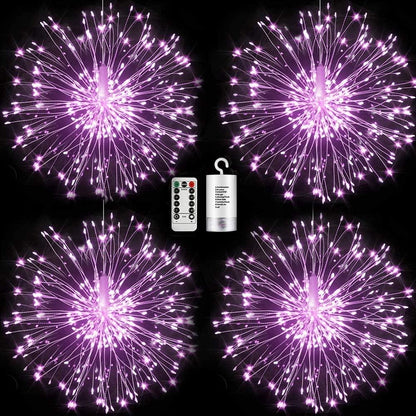 4 Pieces Firework Lights Led Copper Wire Starburst String Lights 8 Modes Battery Operated Fairy Lights with Remote,Wedding Christmas Decorative Hanging Lights - Lasercutwraps Shop