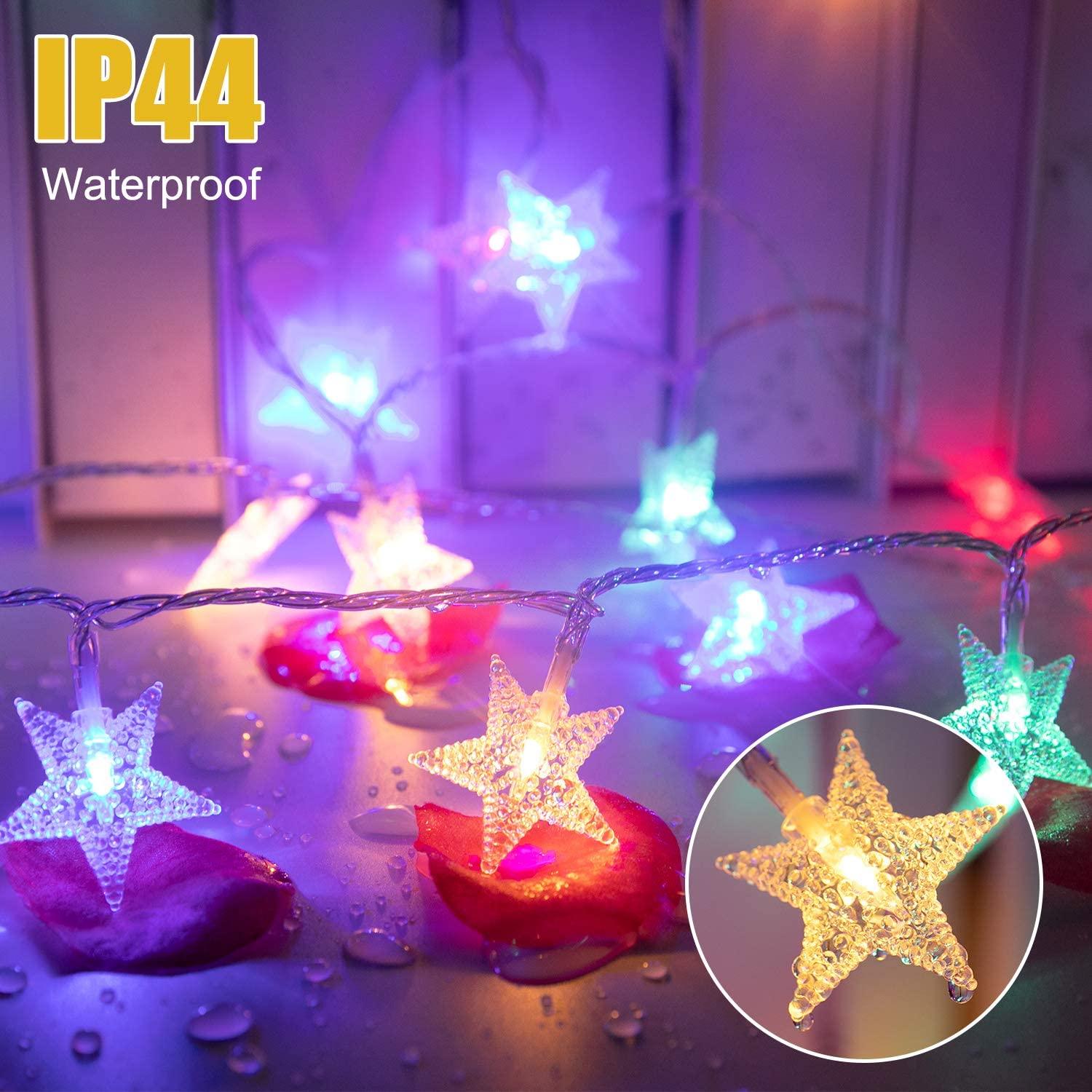 Color Changing Star String Lights Plug in 33 Feet 100 Led Star Fairy Lights with Remote and Timer - Lasercutwraps Shop