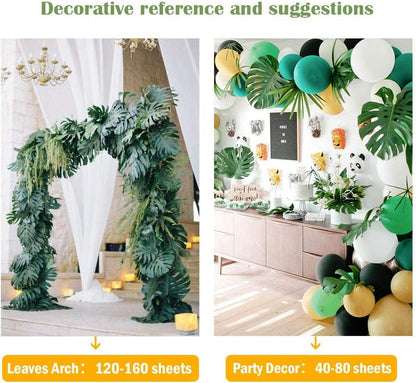 48pcs 14" Artificial Tropical Palm Leaves, Safari Birthday Decorations Extra Large Faux Leaf Jungle Hawaiian Party Decorations - Lasercutwraps Shop