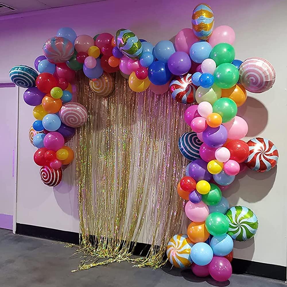 Sweet Candy Balloon Garland Arch Kit, 90pcs 18inch Round Lollipop Mylar Foil Balloons - Lasercutwraps Shop