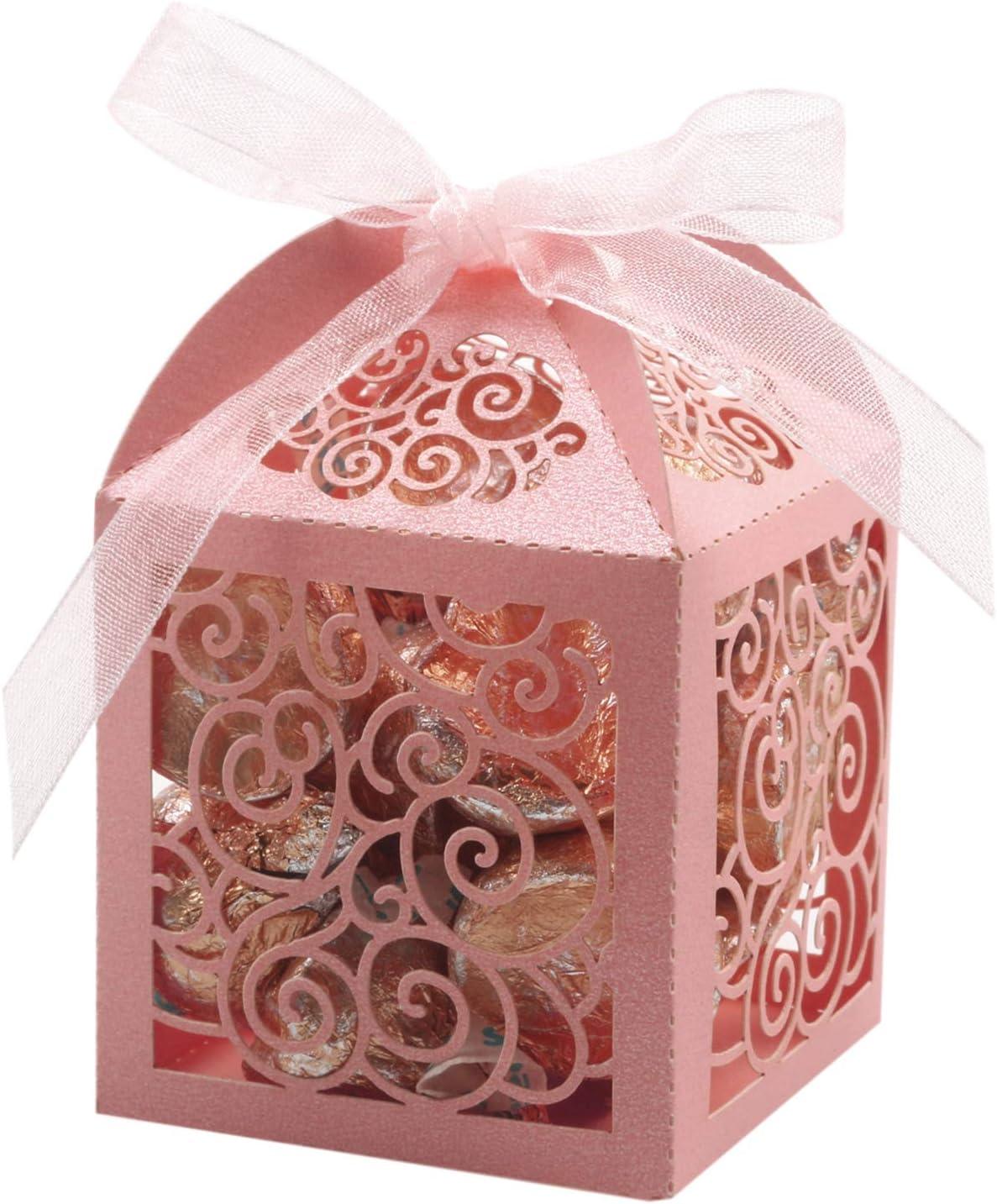 100 Pack Wedding Favor Boxes Laser Cut Boxes Party Favor Box Small Gift Boxes Lace Candy Boxes for Wedding Bridal Shower Baby Shower Birthday Party - Lasercutwraps Shop