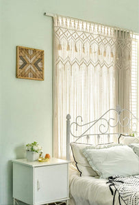 Macrame Curtain Large Boho Woven Wall Hanging Window Curtains - Lasercutwraps Shop