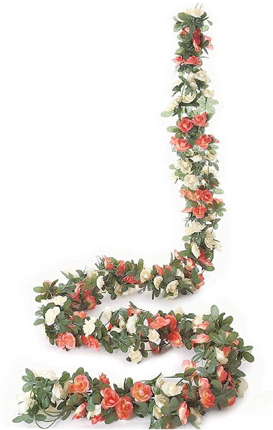 5 Pack 41 FT Fake Rose Vine Flowers Plants Artificial Flower Hanging Rose Ivy Home Wedding Party Decorations - Lasercutwraps Shop