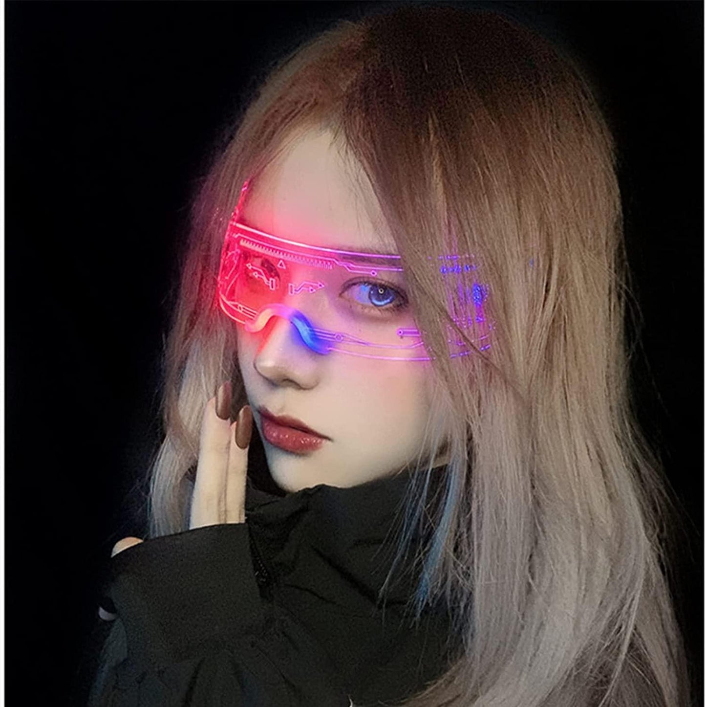 LED Visor Glasses Cyberpunk, Light Up Glasses with 7 Colors and 5 Modes, Luminous Glasses for Cosplay Halloween - Lasercutwraps Shop