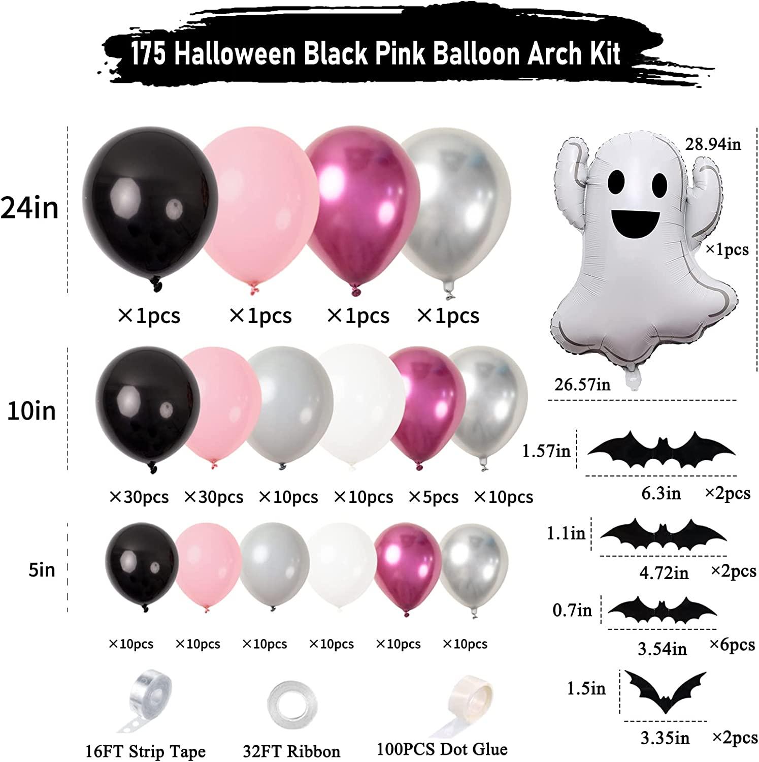 175pcs Girls Halloween Baby Shower Party Decorations - Pink and Black Halloween Balloon Garland Arch Kit - Lasercutwraps Shop