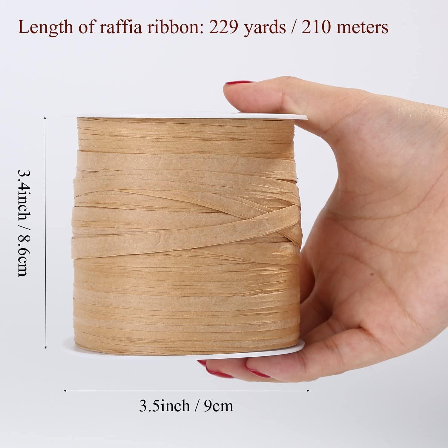 229 Yards Easter Raffia Paper Ribbon Kraft Craft Packing Paper Twine for Festival Gifts, DIY Decoration and Weaving, 1/4 inch Width - Lasercutwraps Shop