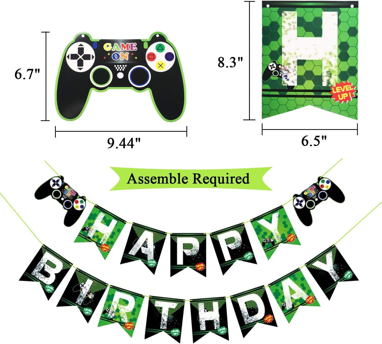 81pcs Gamer Birthday Party Decoration Kit for Boys Happy Birthday Gamer Banner Green Black Balloons Garland Arch Kit - Lasercutwraps Shop