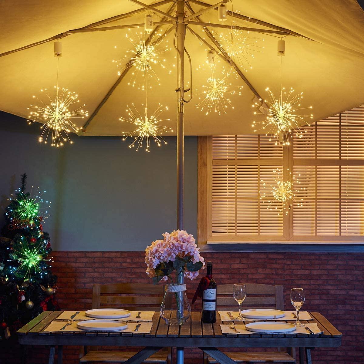 4 Pieces Firework Lights Led Copper Wire Starburst String Lights 8 Modes Battery Operated Fairy Lights with Remote,Wedding Christmas Decorative Hanging Lights - Lasercutwraps Shop