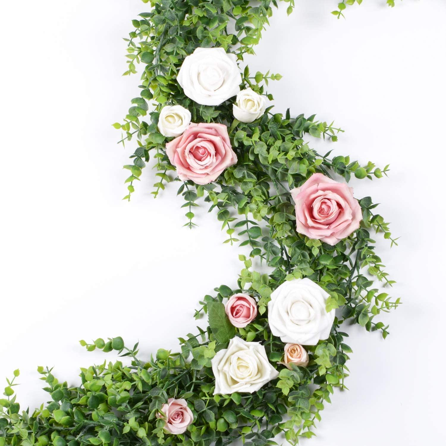 Artificial Vines Faux Eucalyptus Garland, 2 Pack Fake Eucalyptus Greenery Garland Wedding Backdrop Arch Wall Decor - Lasercutwraps Shop