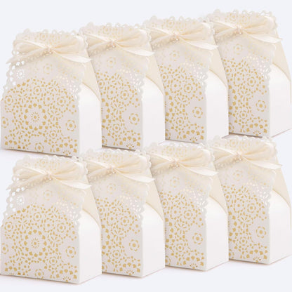50PCS Mini Lvory White Paper Laser Cut Gift Candy Box Wedding European Hollow Small Gift Boxes for Wedding Bridal Shower Baby Birthday Party Anniverary - Lasercutwraps Shop