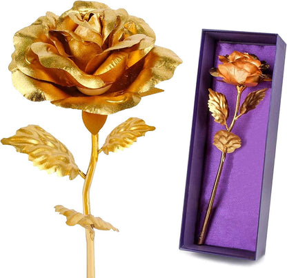 24K Gold Rose Gifts for Mom, Rose Flower with Gift Box - Lasercutwraps Shop