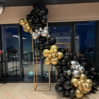 111PCS Black Gold and Silver Balloon Garland Arch Kit Metallic Black Metallic Gold Chrome Silver Latex Balloons - Lasercutwraps Shop