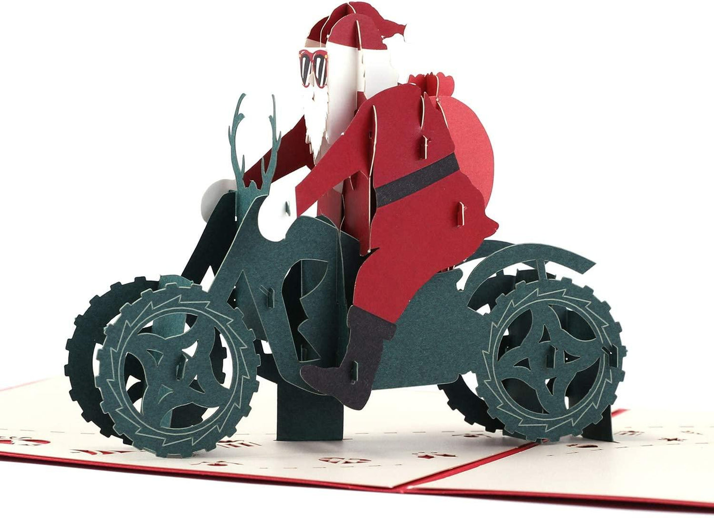 Santa on Motorbike Christmas Card Handmade 3D Pop Up Greeting Card - Lasercutwraps Shop