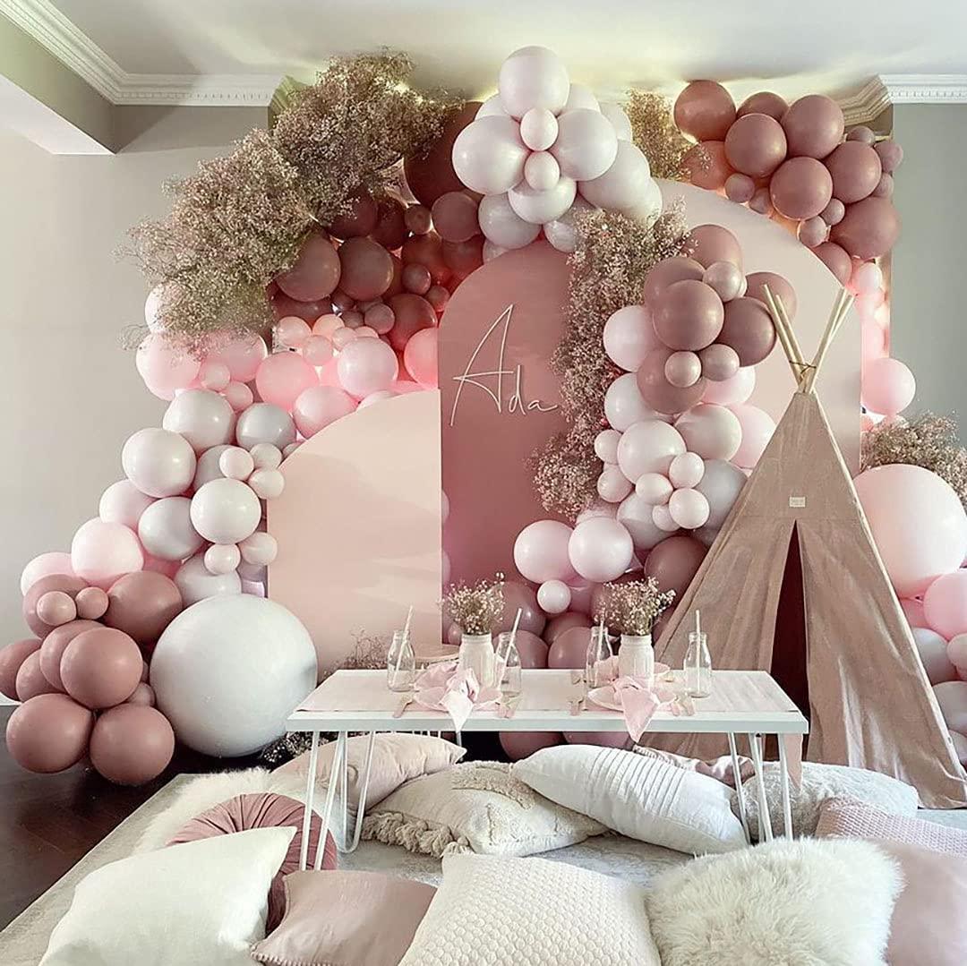 Ivory Dusty Pink Balloon Garland Kit Cream Peach Matte Latex Balloons Double-Stuffed Retro Pink Balloon Arch - Lasercutwraps Shop