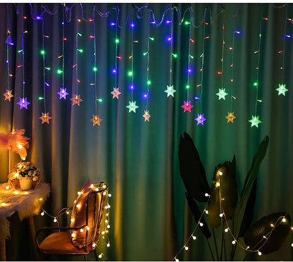 Snowflakes LED Curtain String Lights Christmas Window Curtain Light Plug in String Light for Christmas, Wedding, Birthday Party, Indoor and Outdoor - Lasercutwraps Shop