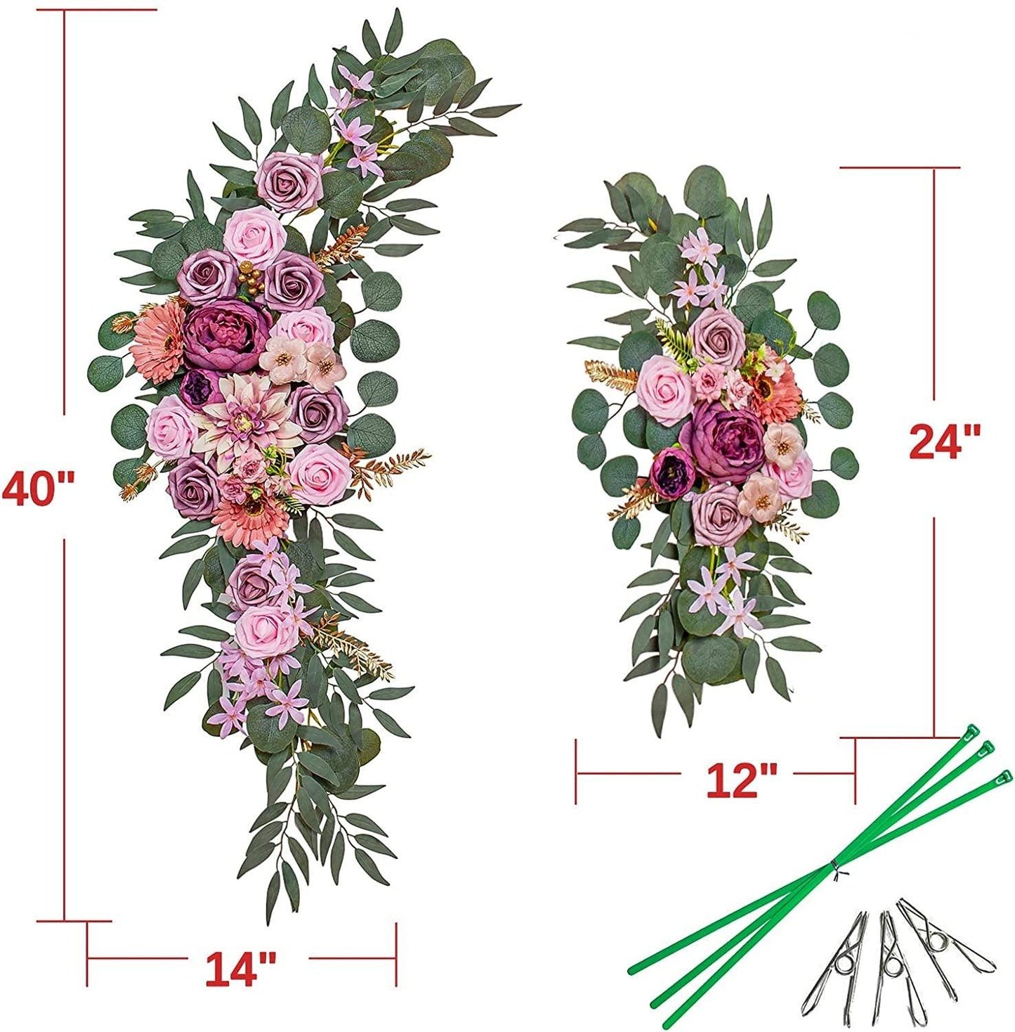 2pcs Wedding Arch Flowers, Artificial Flowers for Decoration, Large Flower Swag for Wedding Ceremony - Lasercutwraps Shop