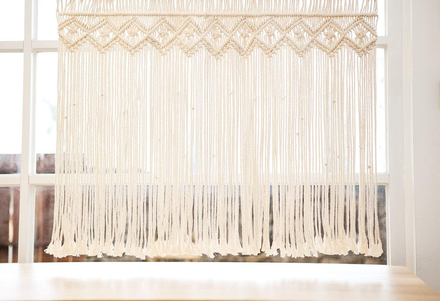 Wide Macrame Valance, 35" W x 26" H Short Window Treatments Panels Curtain - Lasercutwraps Shop