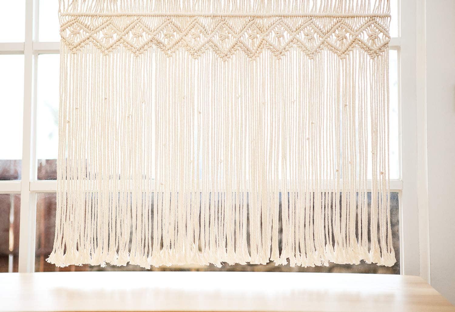 Wide Macrame Valance, 35" W x 26" H Short Window Treatments Panels Curtain - Lasercutwraps Shop