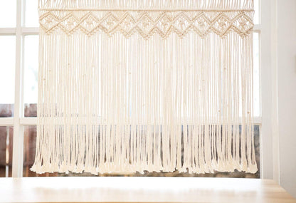 Wide Macrame Valance, 35" W x 26" H Short Window Treatments Panels Curtain - Lasercutwraps Shop