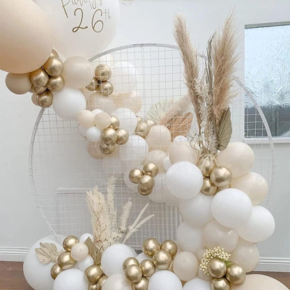 120pcs Sand White Balloon Garland Arch Kit with Chrome Metallic Gold Balloon Neutral Balloon for Boho Bridal Shower Wedding Birthday Party Decorations - Lasercutwraps Shop