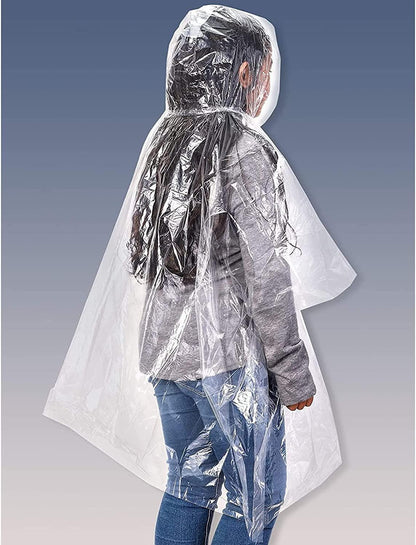 10 Count Disposable Kids Rain Ponchos Hood - Emergency Poncho Clear - Lasercutwraps Shop