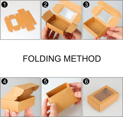 Mini Kraft Boxes with Window Soap Boxes for Homemade Soap Candy Chocolate Bakery Cookies Soap Packaging - Lasercutwraps Shop