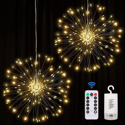 4 Pieces Firework Lights Led Copper Wire Starburst String Lights 8 Modes Battery Operated Fairy Lights with Remote,Wedding Christmas Decorative Hanging Lights - Lasercutwraps Shop