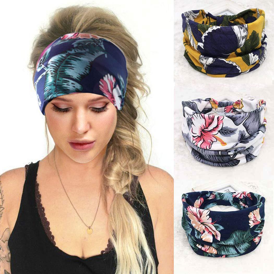 Boho Headbands Leopard Hair Bands Knoted Turban Headband Stretch Twist Head Wraps Stripe Cloth Head Bands for Women and Girls 3 Pcs - Lasercutwraps Shop