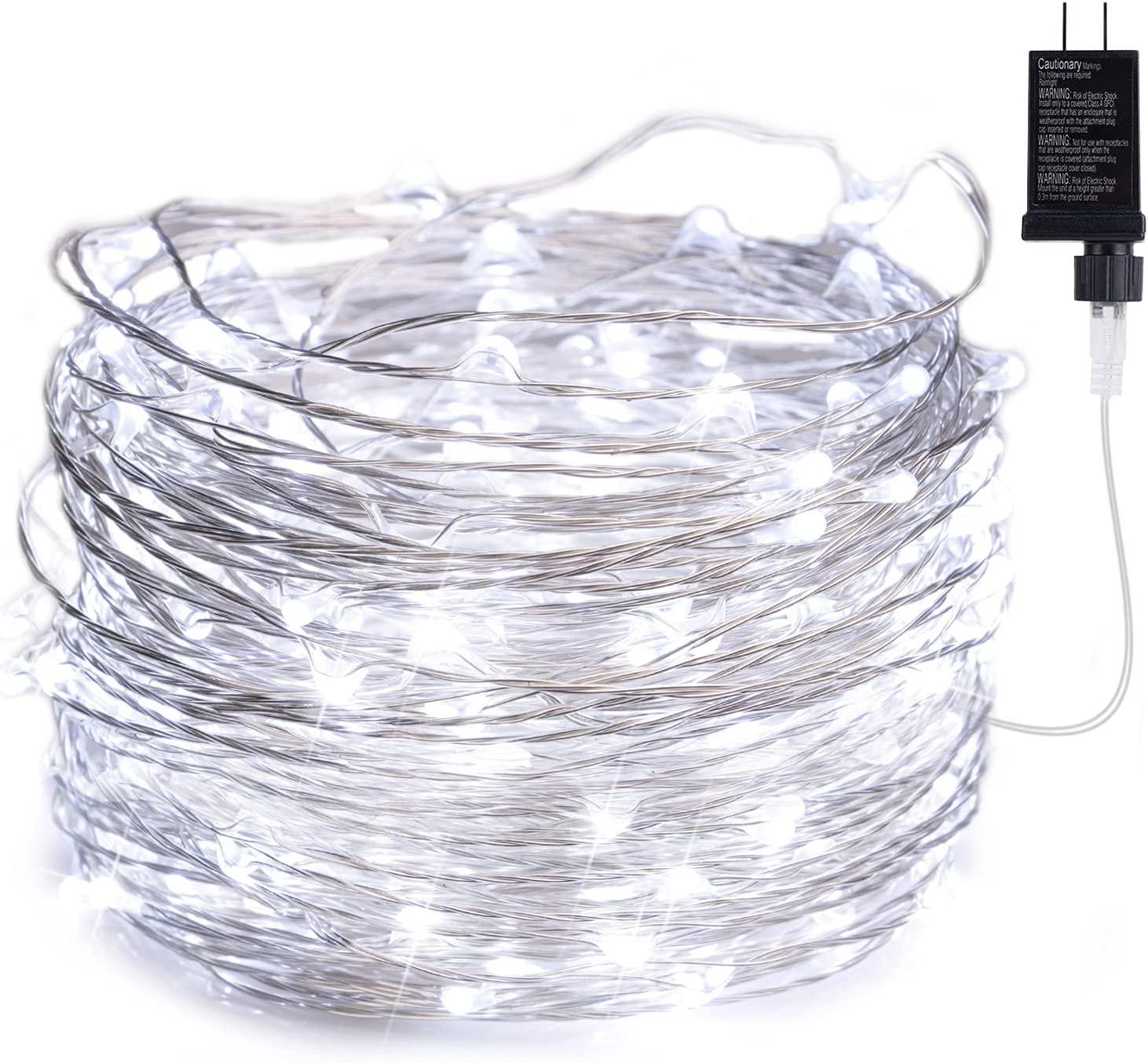 40Ft 120 LED Waterproof Copper Wire Firefly Lights,Starry String Lights for Wedding Indoor Outdoor Christmas Garden Decoration, Warm White(No Remote) - Lasercutwraps Shop