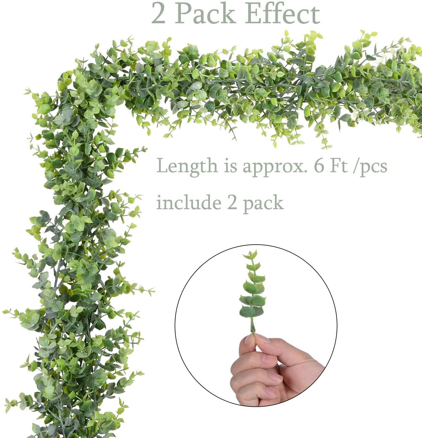 Artificial Vines Faux Eucalyptus Garland, 2 Pack Fake Eucalyptus Greenery Garland Wedding Backdrop Arch Wall Decor - Lasercutwraps Shop