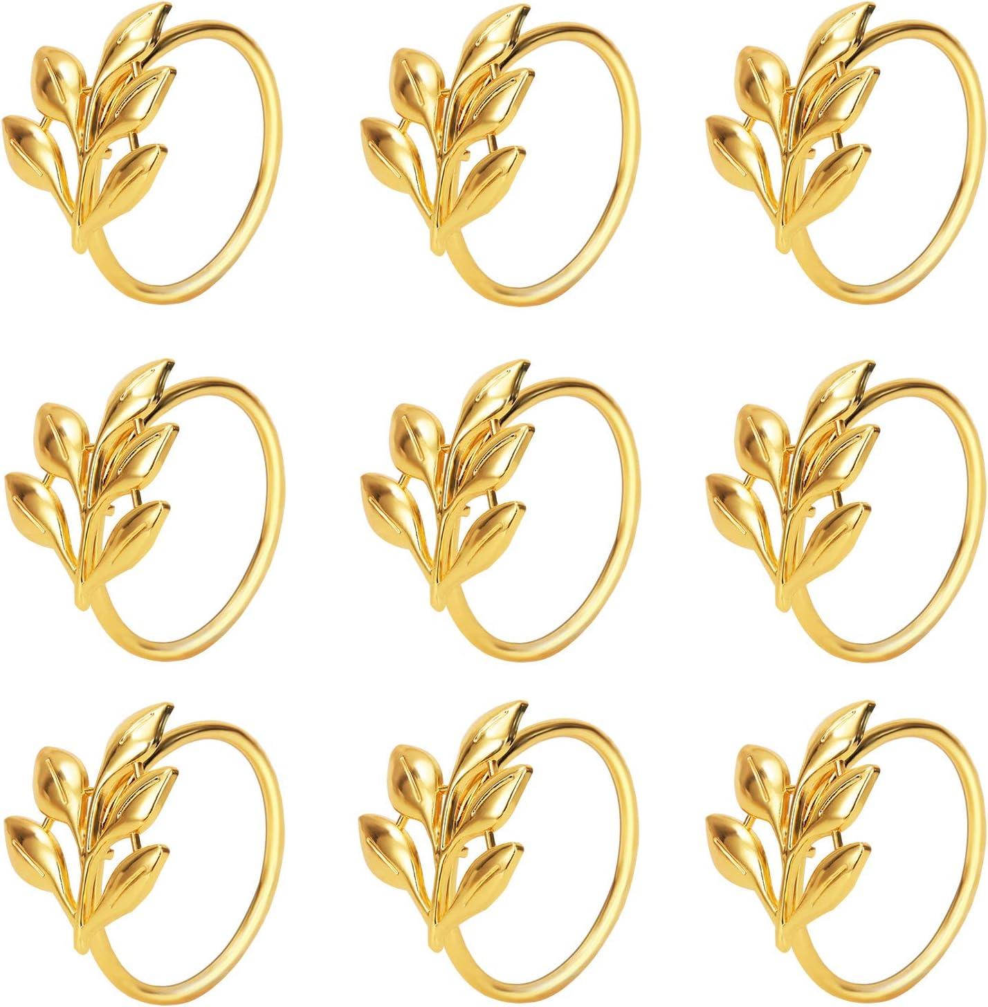Set of 20 Leaf Napkin Rings Metal Gold Napkin Holder Table Napkin Rings for Dinning Table Parties Everyday - Lasercutwraps Shop