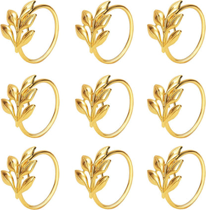 Set of 20 Leaf Napkin Rings Metal Gold Napkin Holder Table Napkin Rings for Dinning Table Parties Everyday - Lasercutwraps Shop