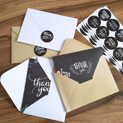 150 Sets Thank You Cards with Envelopes Stickers Bulk Thank You Notes 6 Designs of Chalkboard Floral Thank You Note Cards - Lasercutwraps Shop