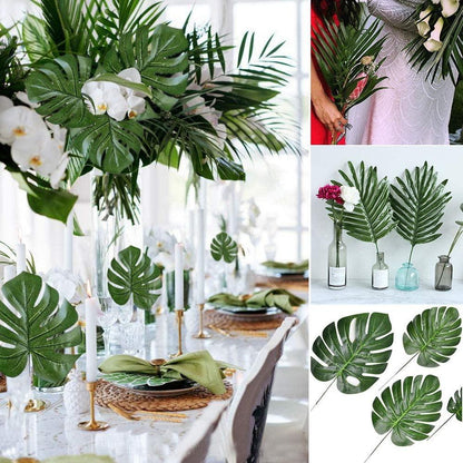 24 Pcs 2 Kinds Tropical Plant Palm Leaves Artificial Palm Leaves Faux Leaves Safari Leaves Hawaiian Luau Party Suppliers Decorations - Lasercutwraps Shop