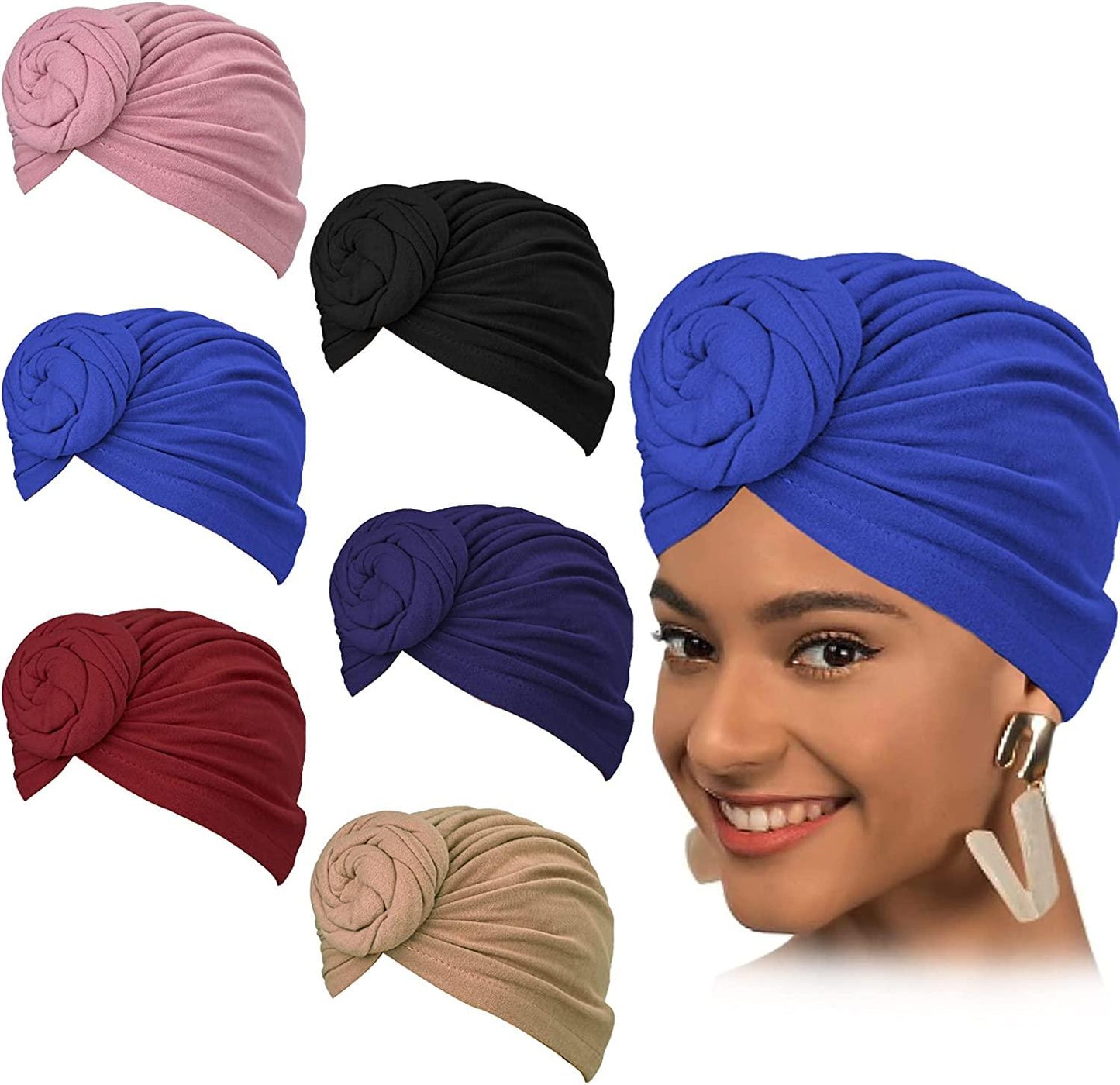 6 Pcs Pre Tied Knot Head Wraps for Women Turban African Headwrap - Lasercutwraps Shop